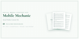 Mobile Mechanic — Social Media Content Kit, PDF and editable DOCX product overview