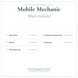 Mobile Mechanic — Round Management Pack, PDF what's included preview
