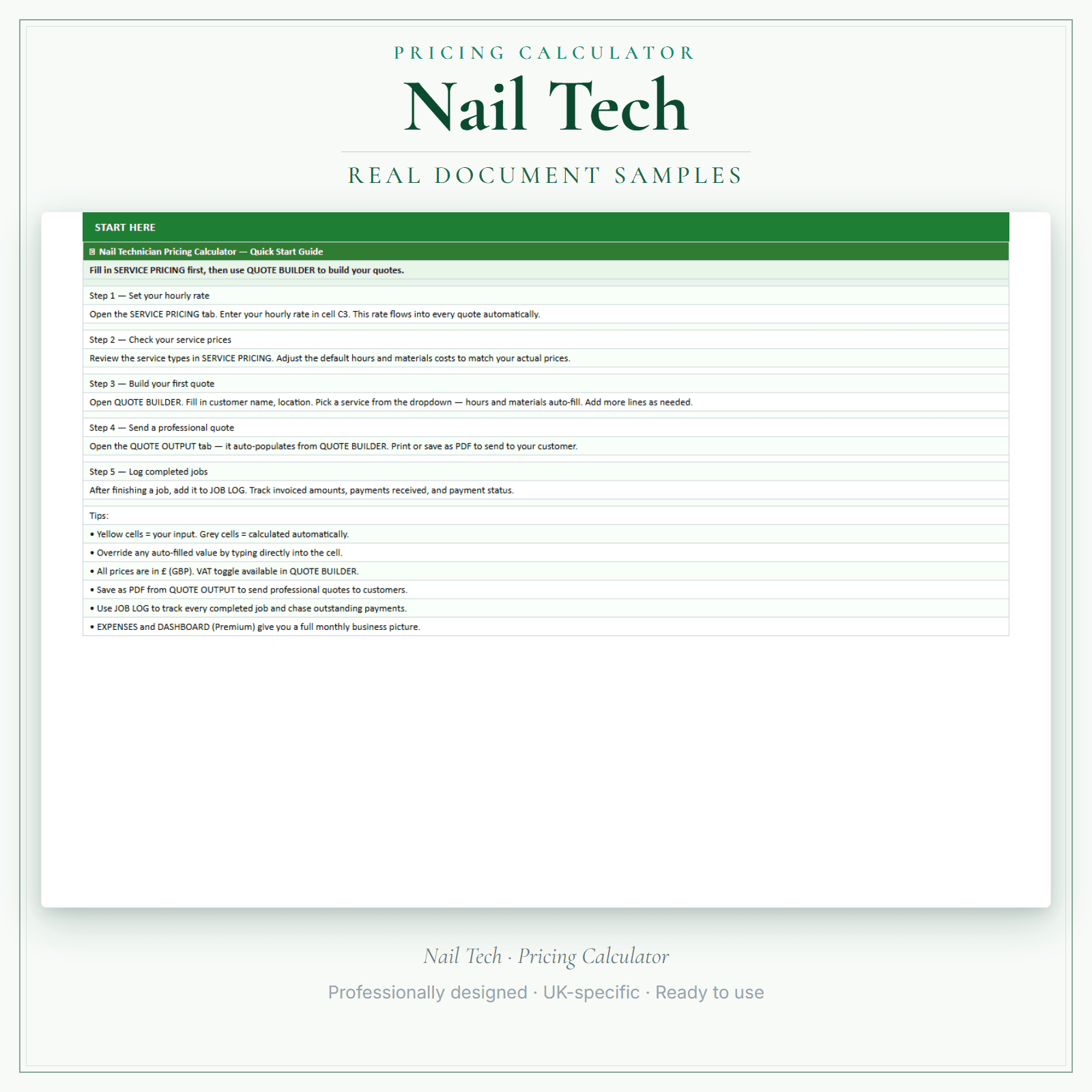 Pricing Calculator — Premium — sample document pages