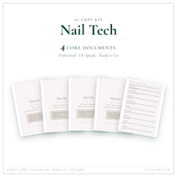 Nail Tech — AI Copy Kit, PDF and editable DOCX product preview