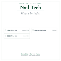 Nail Tech — Price List & Service Menu, PDF what's included preview