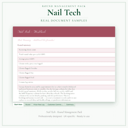 Nail Tech — Round Management Pack, PDF sample pages