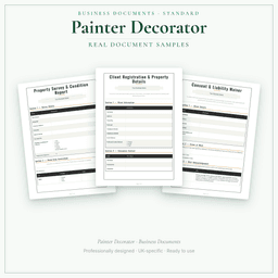 Painter Decorator — Business Documents — Standard, PDF with fillable header sample pages