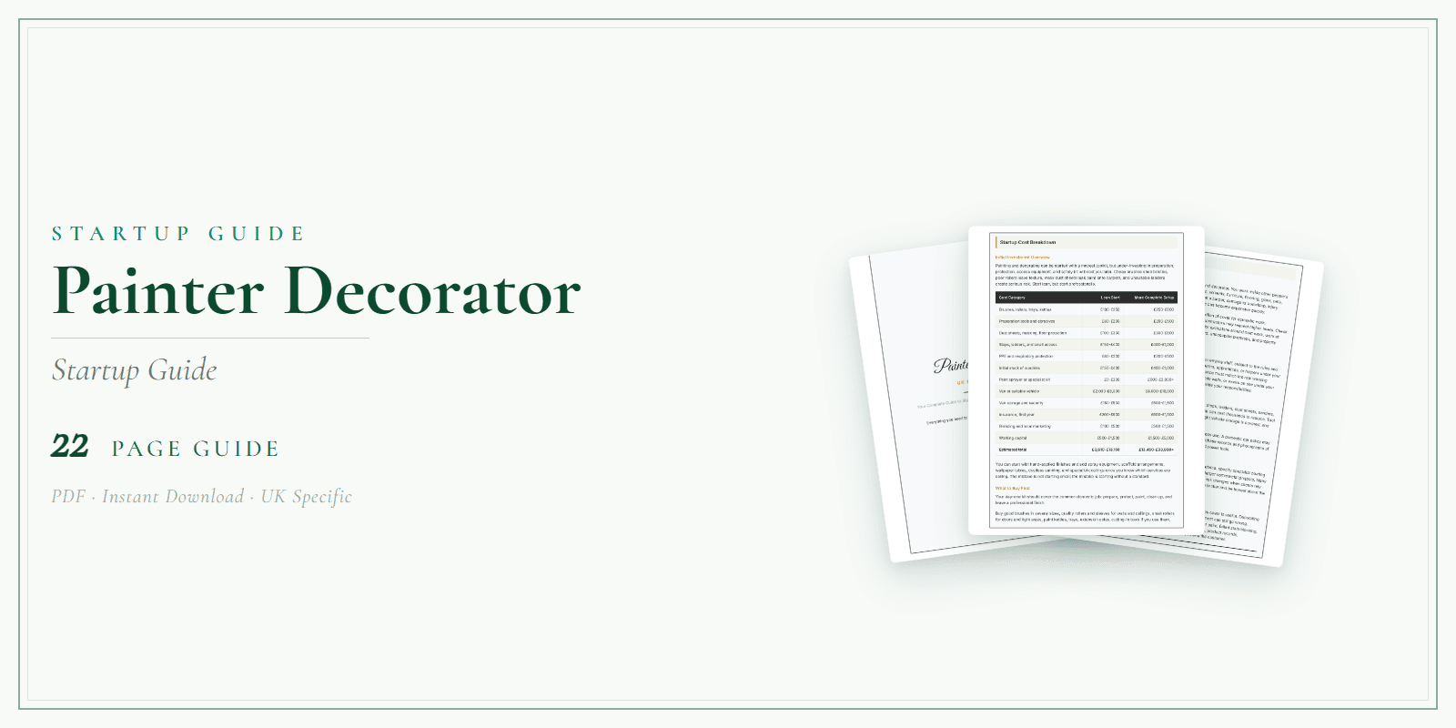 Painter Decorator — Startup Guide, PDF guide product overview