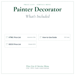 Painter Decorator — Price List & Service Menu, PDF what's included preview