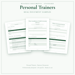 Personal Trainers — Business Documents — Standard, PDF with fillable header sample pages