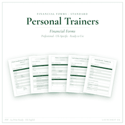 Personal Trainers — Financial Forms Bundle — Standard, PDF with fillable header product preview