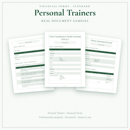 Personal Trainers — Financial Forms Bundle — Standard, PDF with fillable header sample pages