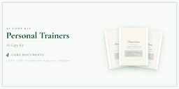 Personal Trainers — AI Copy Kit, PDF and editable DOCX product overview