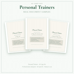 Personal Trainers — AI Copy Kit, PDF and editable DOCX sample pages