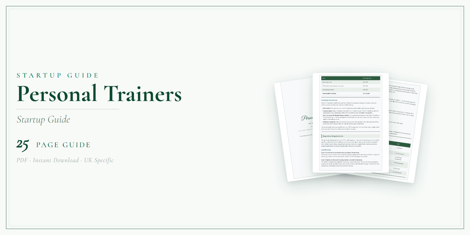 Personal Trainers — Startup Guide, PDF guide product overview