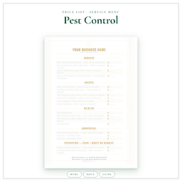 Pest Control — Price List & Service Menu, PDF product preview