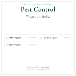 Pest Control — Price List & Service Menu, PDF what's included preview