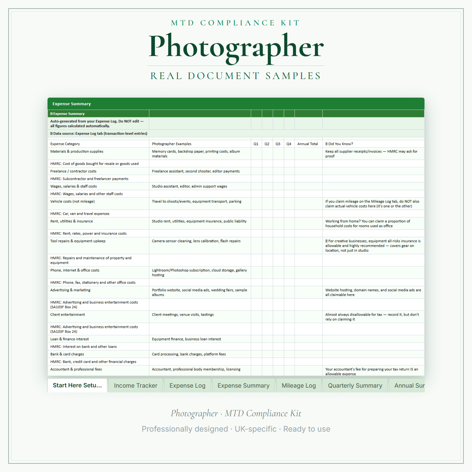 MTD Compliance Kit — Premium — sample document pages