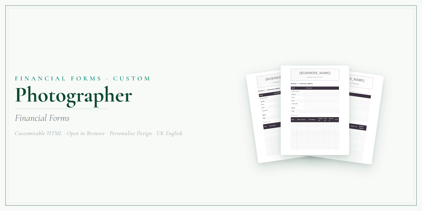 Financial Forms Bundle — Customisable
