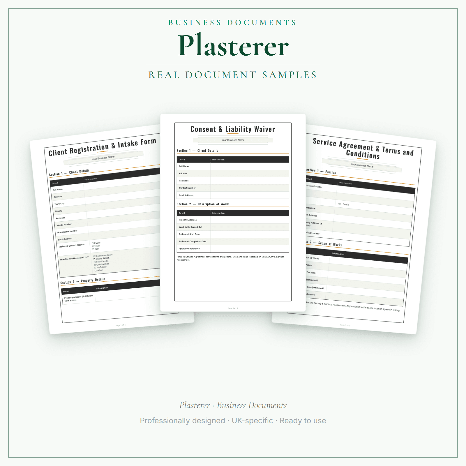 Business Documents — Premium — sample document pages