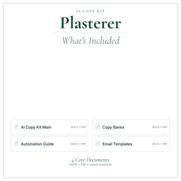 Plasterer — AI Copy Kit, PDF and editable DOCX what's included preview