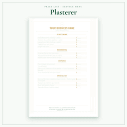 Plasterer — Price List & Service Menu, PDF sample pages