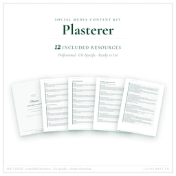 Plasterer — Social Media Content Kit, PDF and editable DOCX product preview