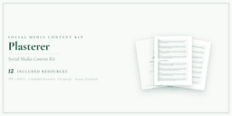 Plasterer — Social Media Content Kit, PDF and editable DOCX product overview