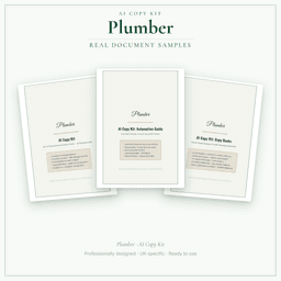 Plumber — AI Copy Kit, PDF and editable DOCX sample pages