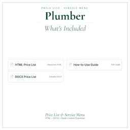 Plumber — Price List & Service Menu, PDF what's included preview