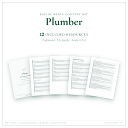 Plumber — Social Media Content Kit, PDF and editable DOCX product preview