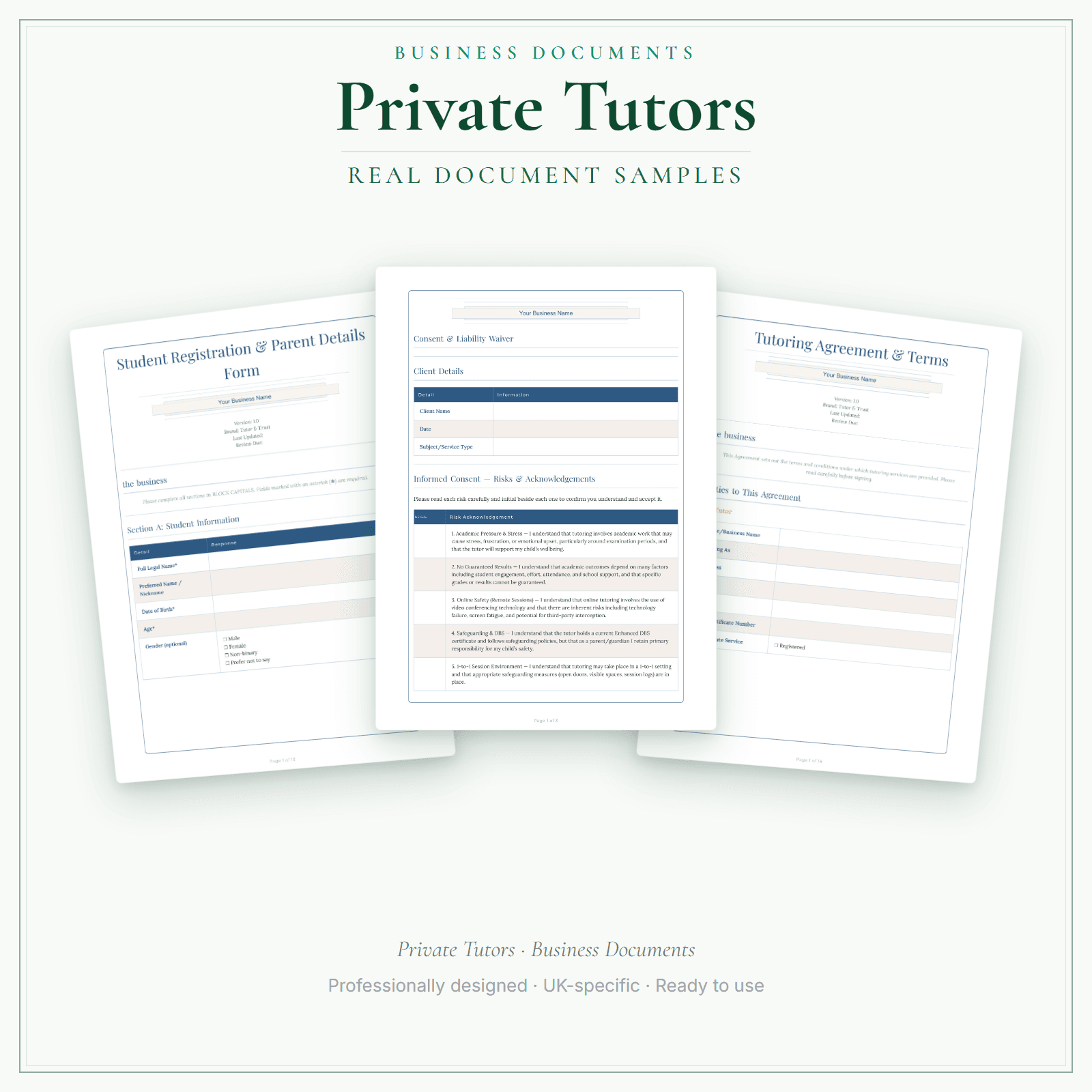 Business Documents — Standard — sample document pages
