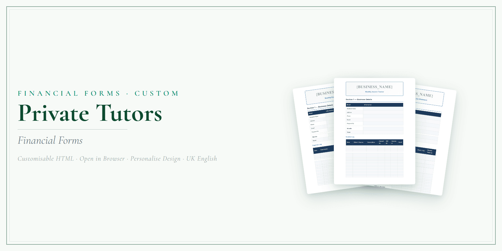 Financial Forms Bundle — Customisable