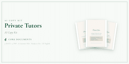 Private Tutors — AI Copy Kit, PDF and editable DOCX product overview