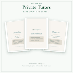 Private Tutors — AI Copy Kit, PDF and editable DOCX sample pages