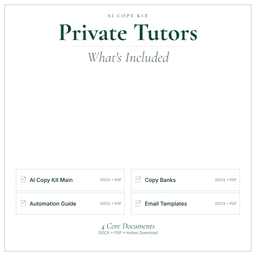 Private Tutors — AI Copy Kit, PDF and editable DOCX what's included preview