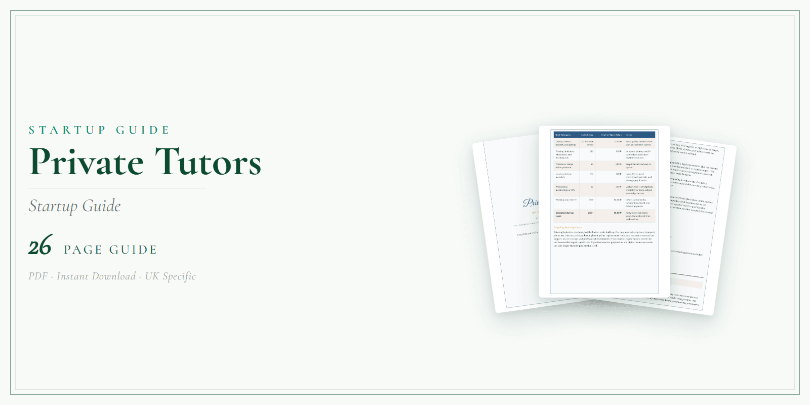 Private Tutors — Startup Guide, PDF guide product overview