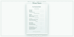 Private Tutors — Price List & Service Menu, PDF product overview