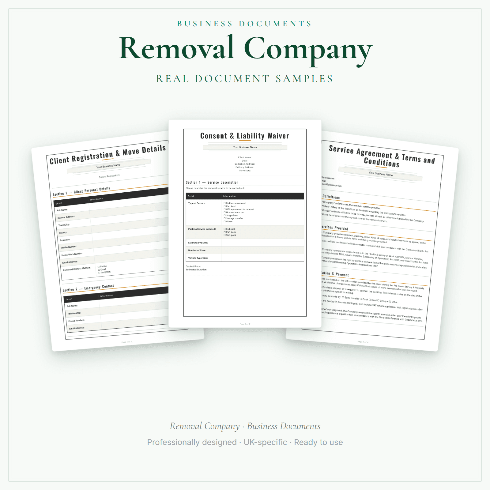 Business Documents — Standard — sample document pages