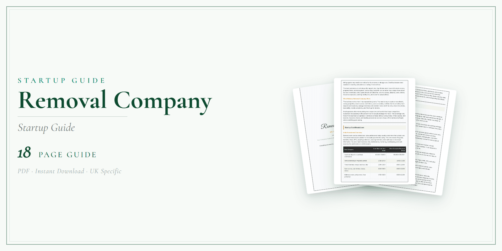 Removal Company — Startup Guide, PDF guide product overview