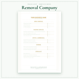Removal Company — Price List & Service Menu, PDF sample pages