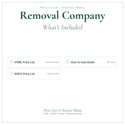 Removal Company — Price List & Service Menu, PDF what's included preview