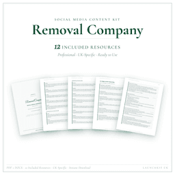 Removal Company — Social Media Content Kit, PDF and editable DOCX product preview