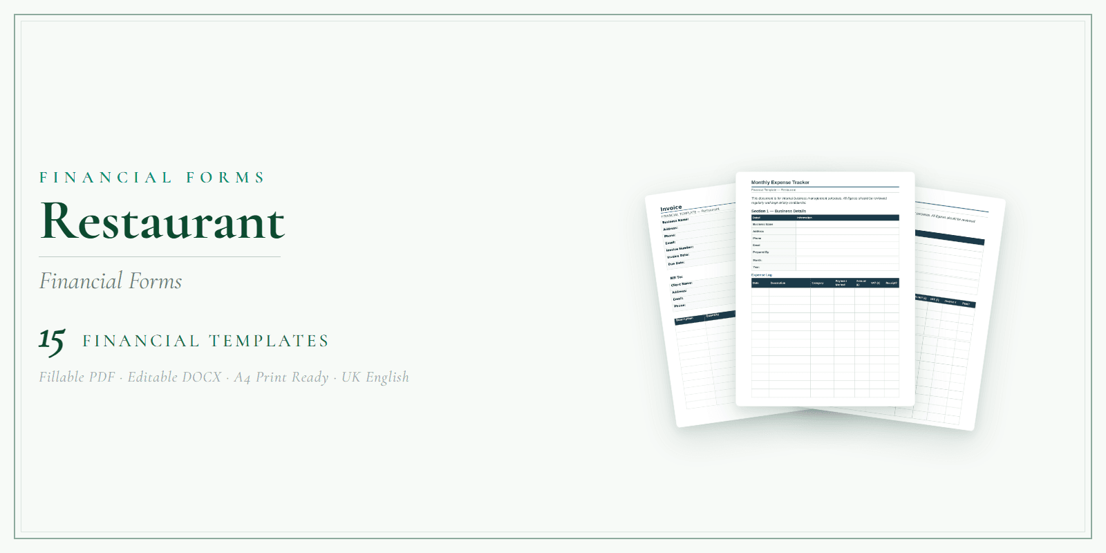 Financial Forms Bundle — Premium — Product overview