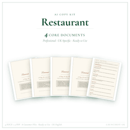 Restaurant — AI Copy Kit, PDF and editable DOCX product preview
