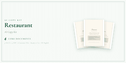 Restaurant — AI Copy Kit, PDF and editable DOCX product overview