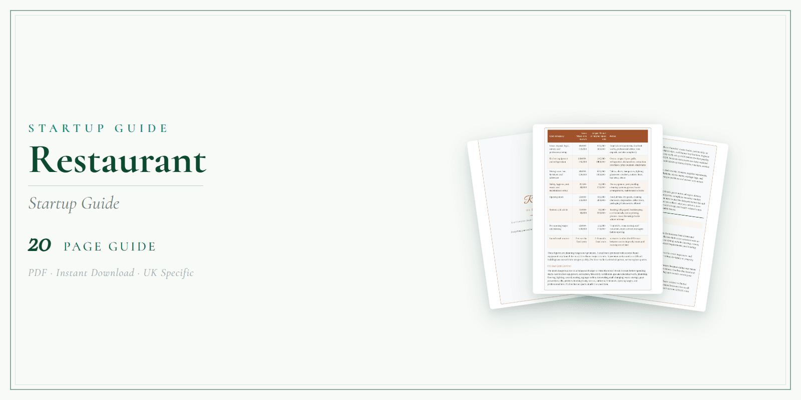 Restaurant — Startup Guide, PDF guide product overview
