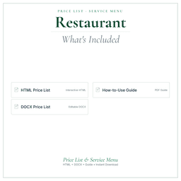 Restaurant — Price List & Service Menu, PDF what's included preview