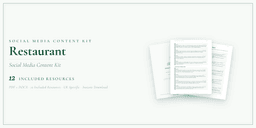 Restaurant — Social Media Content Kit, PDF and editable DOCX product overview