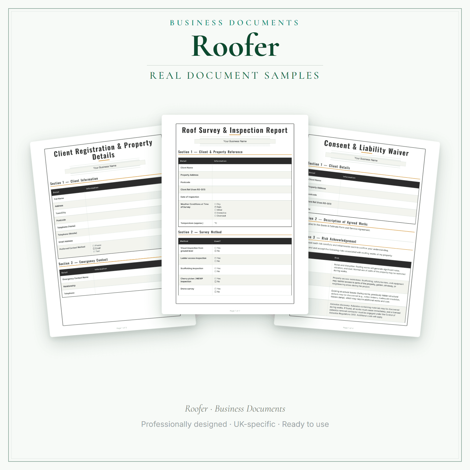 Business Documents — Standard — sample document pages