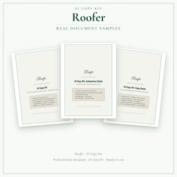 Roofer — AI Copy Kit, PDF and editable DOCX sample pages