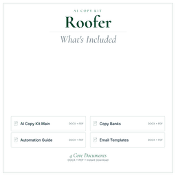 Roofer — AI Copy Kit, PDF and editable DOCX what's included preview