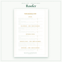 Roofer — Price List & Service Menu, PDF sample pages
