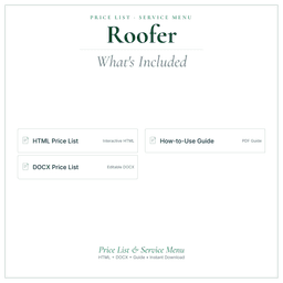 Roofer — Price List & Service Menu, PDF what's included preview